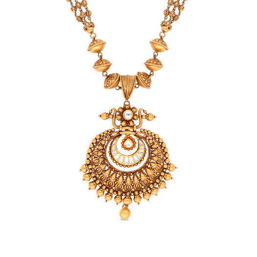 Plain Gold Necklace in Repousse Work