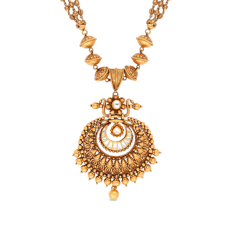 Plain Gold Necklace in Repousse Work