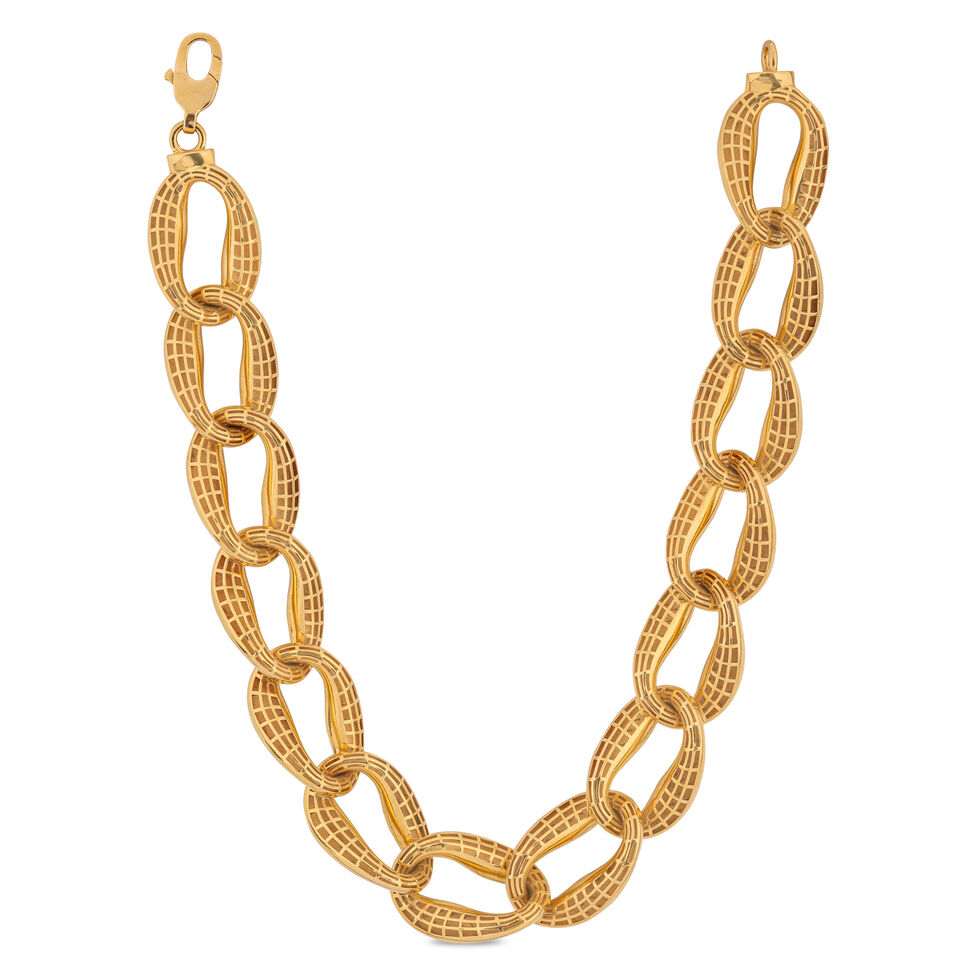 Plain Gold Necklace in Repousse Work