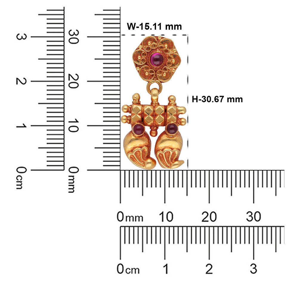 Gemset Gold Eardrops in Casting design