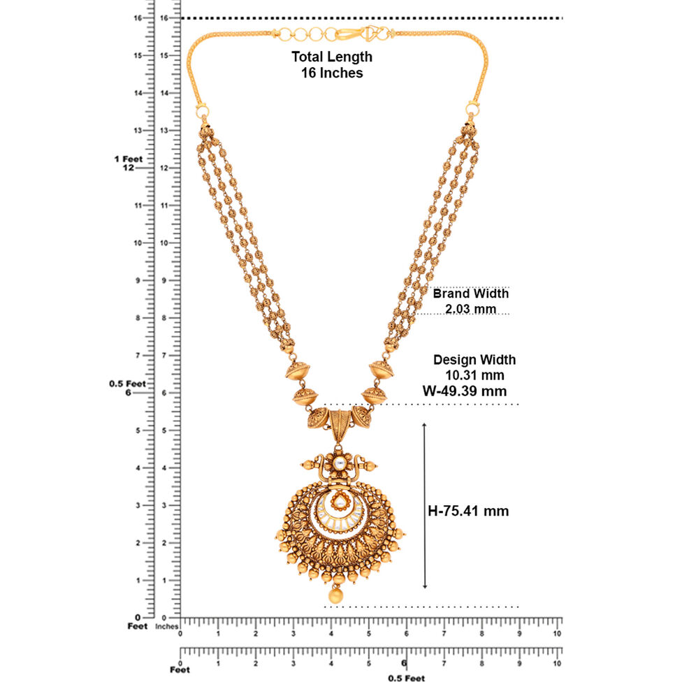 Plain Gold Necklace in Repousse Work