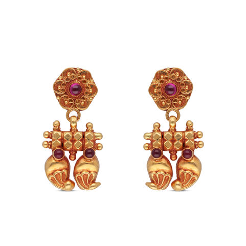 Gemset Gold Eardrops in Casting design