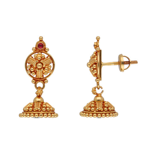 Gemset Gold Eardrops in Casting design