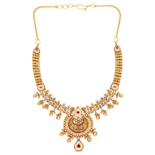 Plain Gold Necklace in Repousse Work