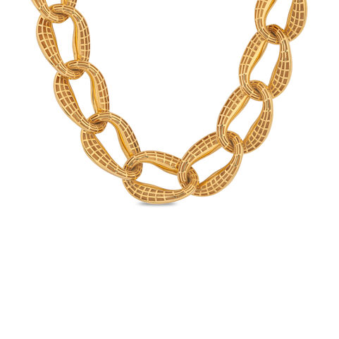 Plain Gold Necklace in Repousse Work