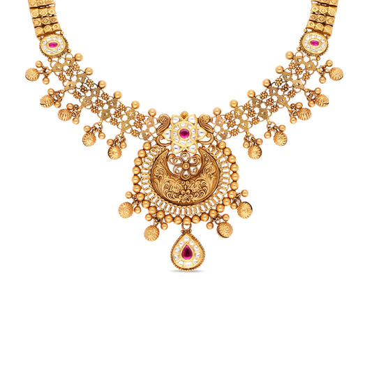 Plain Gold Necklace in Repousse Work