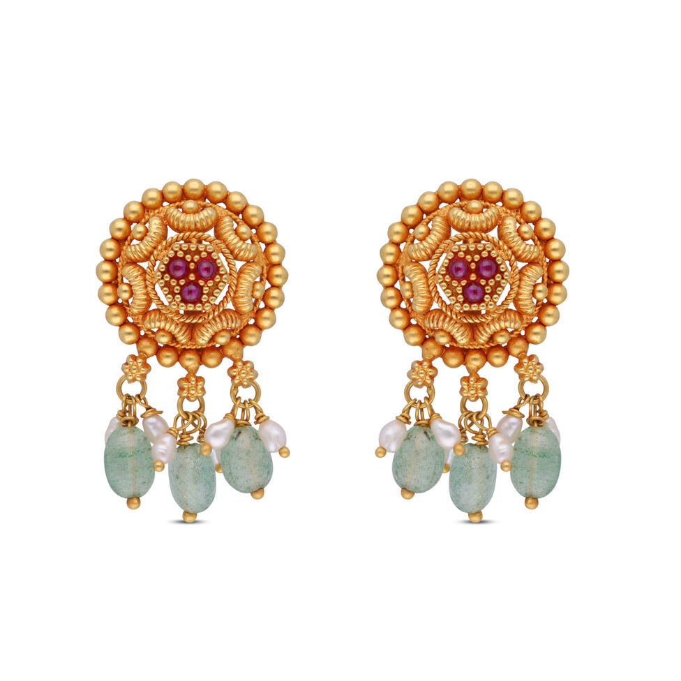 Gemset Gold Eardrops in Casting design