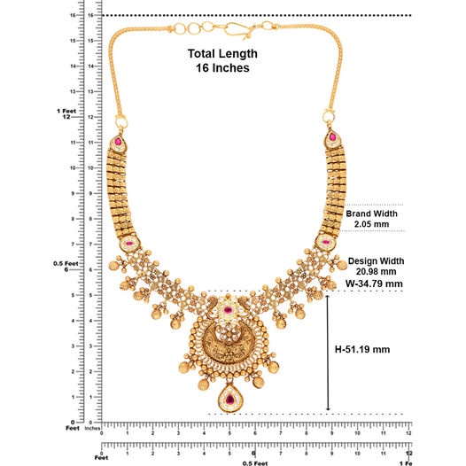 Plain Gold Necklace in Repousse Work