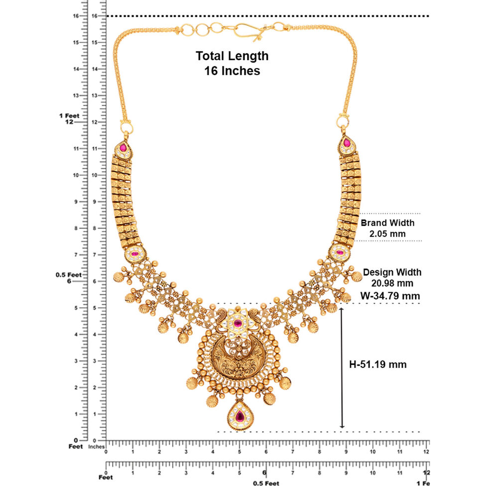 Plain Gold Necklace in Repousse Work