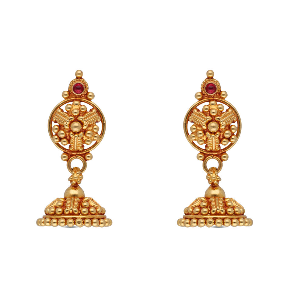 Gemset Gold Eardrops in Casting design