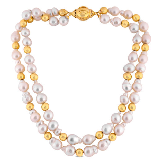 Plain Gold Necklace in Repousse Work