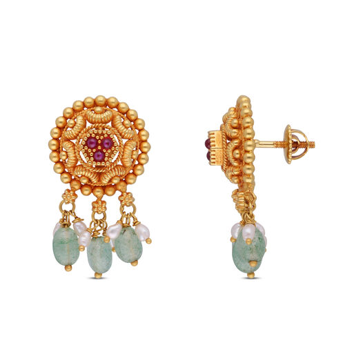 Gemset Gold Eardrops in Casting design